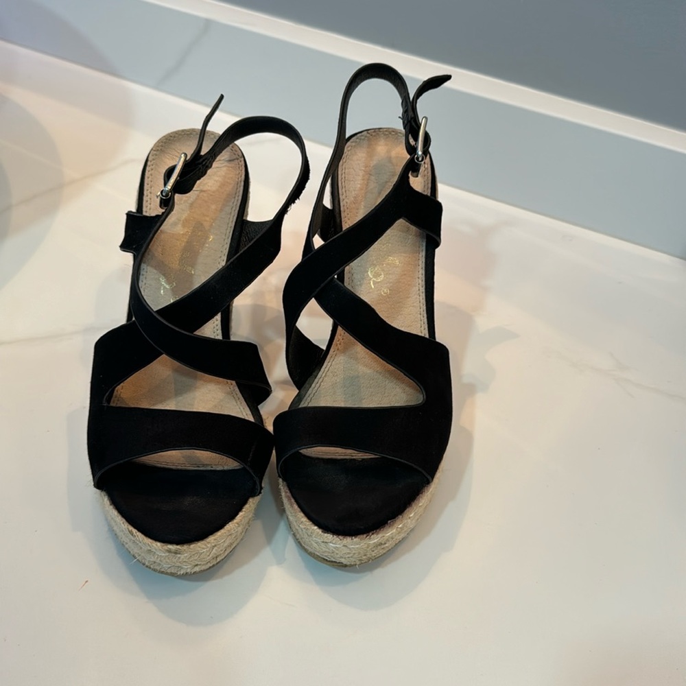 Black suede wedge